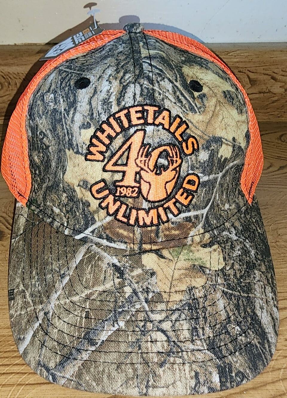 Whitetails Unlimited 40th Anniversary Realtree Edge Camo Orange Mesh Hat